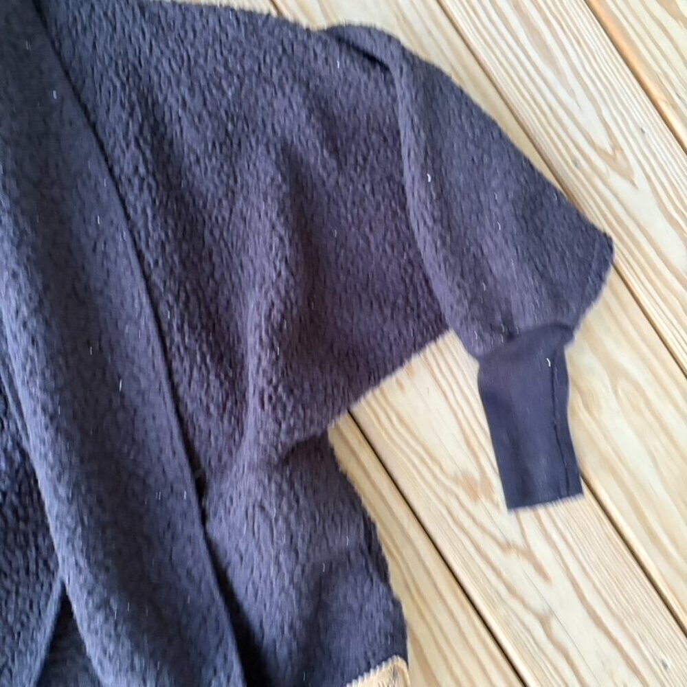 Nordic Beach Womens Top One Size Black Hooded Open Front Wrap Fleece Cozy - Picture 4 of 8